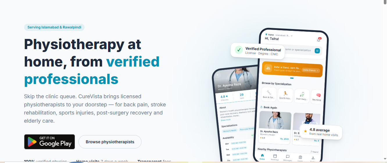 CureVista -Home physiotherapy services